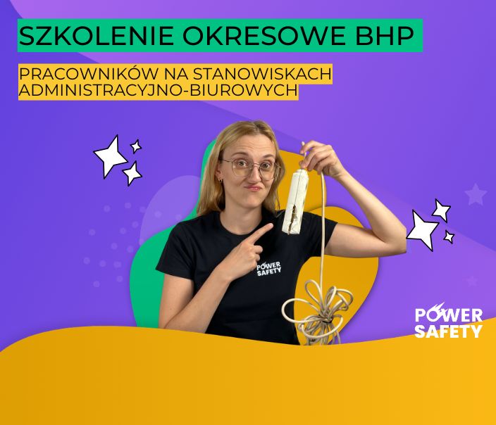Blondynka w czarnej koszulce trzyma uszkodzony przewód elektryczny - Power Safety szkolenie okresowe bhp