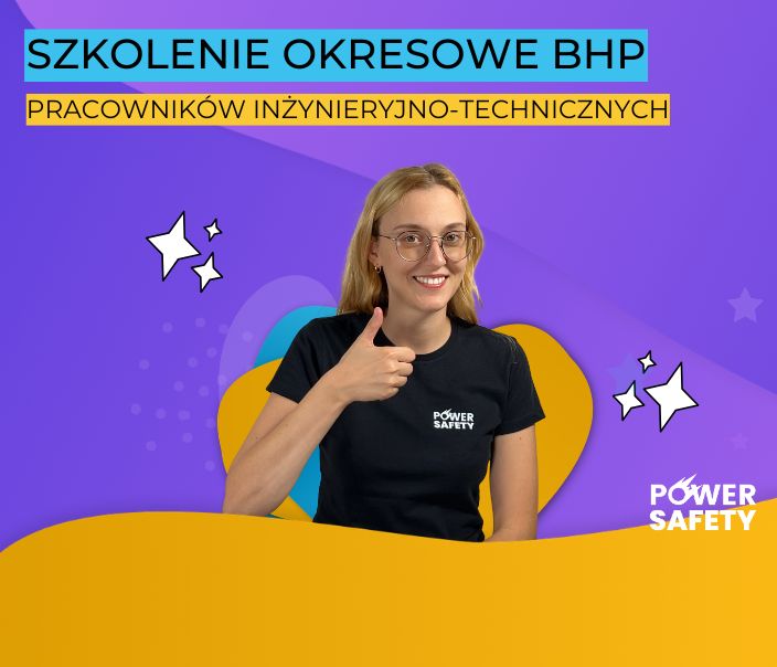 Uśmiechnięta blondynka w czarnej koszulce pokazuje kciuk do góry - Power Safety kurs bhp online